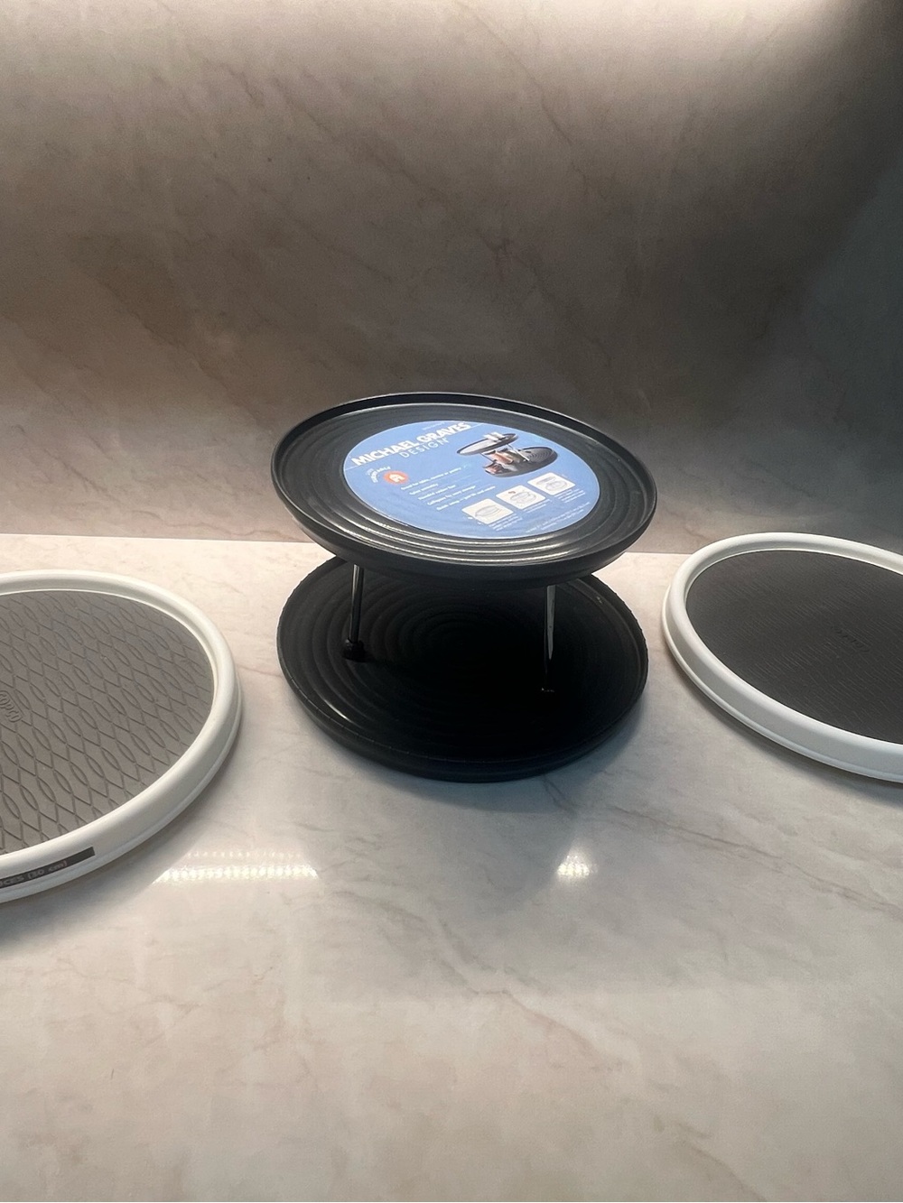 Adjustable Rotating Cake Stand Turntable - Black